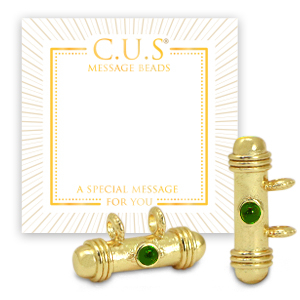 Bijoux C.U.S&reg; message beads breloque Dor&eacute;-vert