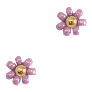 Perles Miyuki fleur 8mm Violet-dor&eacute;