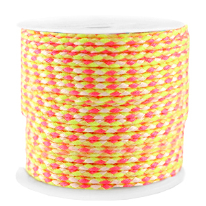 Cordon tress&eacute; tendance 2mm Jaune n&eacute;on-rose
