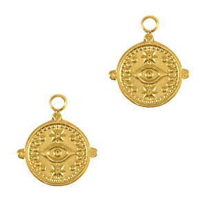 Breloques en acier Inox oeil porte-bonheur Dor&eacute;