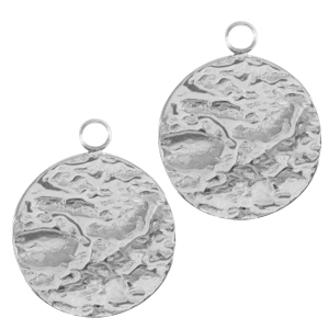 Breloques en acier Inox 14mm Argent&eacute;