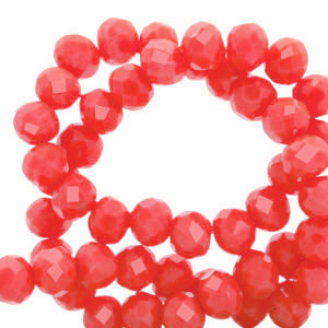 Perles &agrave; facettes 3x2mm disque Heishi Rouge vermillon-pearl shine coating