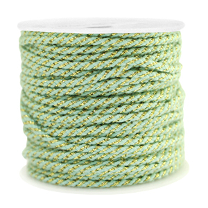 Fil macram&eacute; torsad&eacute; 1.5mm Dor&eacute;-vert menthe doux