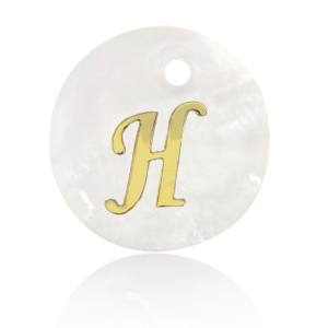 Pendentifs coquillage specials lettre H Dor&eacute;-blanc (couleur naturelle)