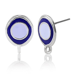 Appr&ecirc;ts en m&eacute;tal DQ boucles d'oreilles avec anneau Argent&eacute; antique-violet lavande-bleu (sans nickel)