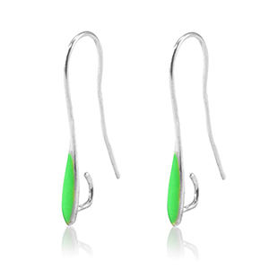 Appr&ecirc;ts en m&eacute;tal DQ boucles d'oreilles Argent&eacute; antique-vert n&eacute;on (sans nickel)