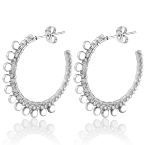 Boucles d'oreilles en acier Inox cr&eacute;oles 30mm Argent&eacute;-blanc
