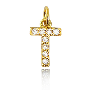 M&eacute;tal TQ laiton breloques lettre T Dor&eacute;