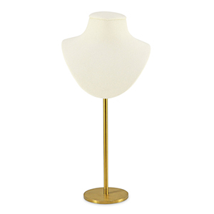 Pr&eacute;sentoir bijoux en forme de buste pour colliers Dor&eacute;-beige