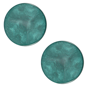 Cabochon plat 12mm Polaris Elements Jais Vert p&eacute;trole