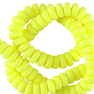 Perles en polym&egrave;re rondelles 7mm Jaune n&eacute;on