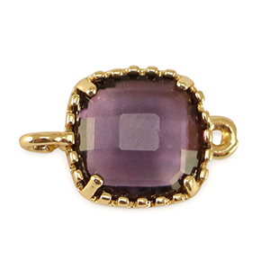 Connecteurs en verre Crystal Glass carr&eacute; Violet-dor&eacute;