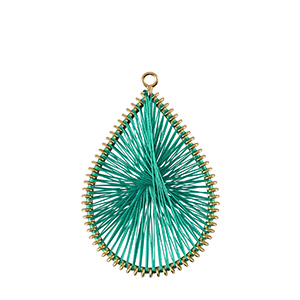 Pendentifs au crochet avec fil macram&eacute; goutte Dor&eacute;-vert cabane