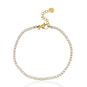 Bracelets en acier Inox Dor&eacute;-cristal