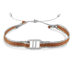 Bracelets tendance ruban avec connecteur acier inox Marron-argent&eacute;