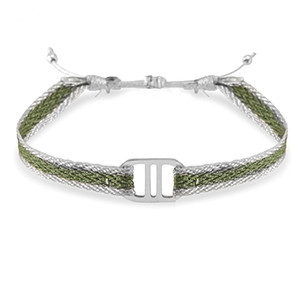Bracelets tendance ruban avec connecteur acier inox Vert-argent&eacute;
