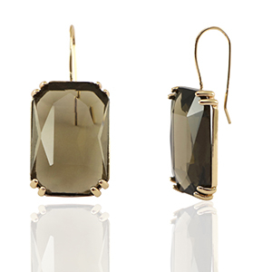 Boucles d&rsquo;oreilles / puces d&rsquo;oreilles en verre Crystal Glass rectangle Marron-dor&eacute;