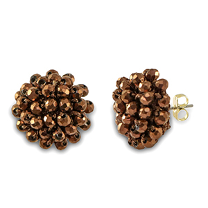 Boucles d&rsquo;oreilles facett&eacute;es avec anneau Marron cuivr&eacute;