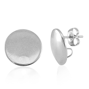 Appr&ecirc;ts en acier Inox boucles d'oreilles / puces d&rsquo;oreilles avec anneau 15mm Argent&eacute;