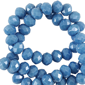 Perles &agrave; facettes 6x4mm disque Heishi Bleu marine-pearl shine coating