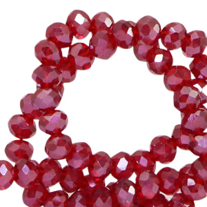 Perles &agrave; facettes 6x4mm disque Heishi Rouge raisin-amber coating