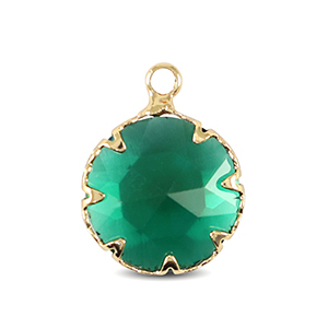 Pendentifs en verre Crystal Glass 13mm Vert classique-dor&eacute;