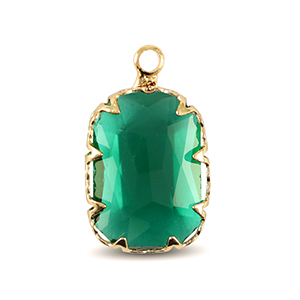 Pendentifs en verre Crystal Glass rectangle Vert classique-dor&eacute;