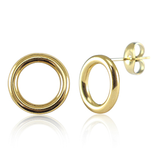 Boucles d'oreilles en acier Inox 12mm Dor&eacute;