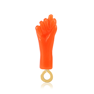 Pendentifs en r&eacute;sine "Mano Fico" Orange n&eacute;on-dor&eacute;