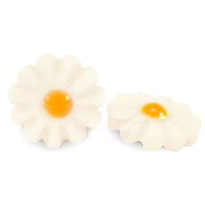 Perles coquillage fleur Blanc-jaune orange