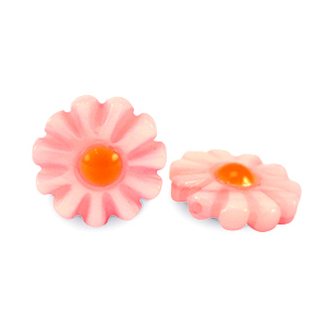 Perles coquillage fleur Rose past&egrave;que-orange