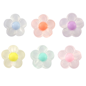 Perles acryliques fleur Multicolore pastel-transparent