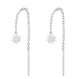 Boucles d'oreilles en acier Inox soleil Argent&eacute;