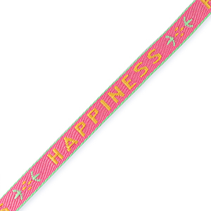 Ruban texte "happiness" Orange-magenta