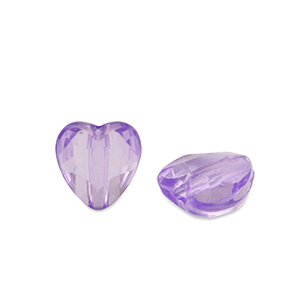 Perles acryliques c&oelig;ur Violet transparent