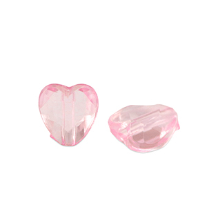 Perles acryliques c&oelig;ur Rose transparent