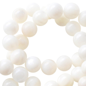 Perles coquillage rond 3mm blanc-pearl shine