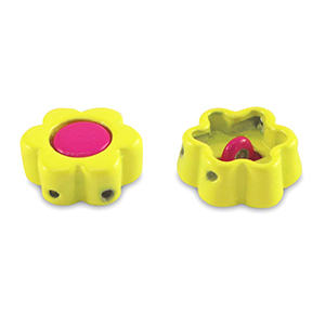 Perles tile fleur Jaune-rose magenta