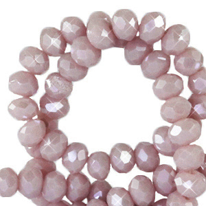 Perles &agrave; facettes 3x2mm disque Heishi Rose cendre doux-pearl shine coating