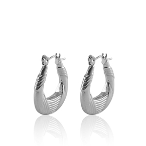Boucles d'oreilles en acier Inox cr&eacute;oles ovale Argent&eacute;