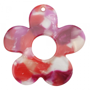 Pendentifs en r&eacute;sine fleur Rose multicolore