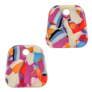 Pendentifs en r&eacute;sine trap&egrave;ze Confetti multicolore