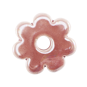 Perles en c&eacute;ramique DQ grecque fleur Rose magenta