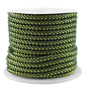 Cordon tendance 3mm Vert fonc&eacute;-dor&eacute;