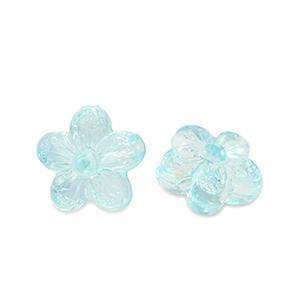 Perles acryliques fleur Transparent bleu turquoise