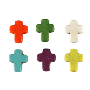 Pierres naturelles perles howlite croix Multicolore