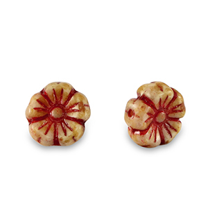 Perles tch&egrave;ques fleur 7mm Rouge-marron amande
