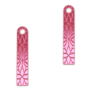 Pendentifs accroche-regard barre fleur Violet magenta m&eacute;tallique