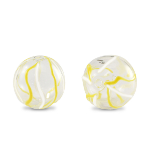Perles en verre peintes &agrave; la main 14mm Transparent-jaune blanc