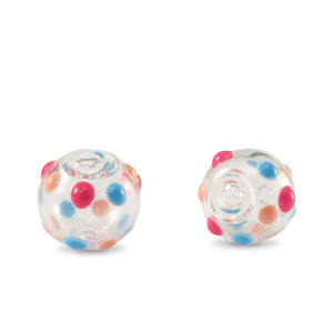 Perles en verre peintes &agrave; la main 8mm Transparent-rouge bleu